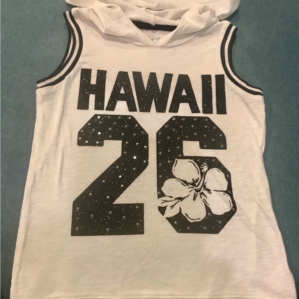 Girls sleeveless top with hoody, size 10
